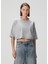 Gri Logolu Crop T-Shirt 3