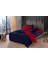 Lacivert Kırmızı Pamuk Saten Çift Kişilik Nevresim Takımı 200X220 cm 2