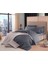 Mavi Biyeli Antrasit Gri Pamuk Saten Çift Kişilik Nevresim Takımı 2
