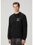 Siyah Kontrast Baskılı Sweatshirt 3