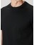 Siyah Rib Doku Detaylı T-Shirt 5