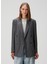 Koyu Gri Kruvaze Yün Blazer 1
