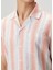 Somon Çizgi Desenli Keten Gömlek 5