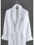 Lombardia Beyaz Pamuklu Nakışlı Unisex Bukle Bornoz 2