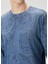 Lacivert Etnik Desenli Uzun Kollu Ipek T-Shirt 5