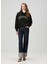 Siyah Kapüşonlu Taşlı Logolu Sweatshirt 2