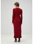 Bordo Midi Triko Elbise 5