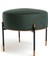 Kirit Ördek Yeşili Siyah Bakır Metal Ayaklı Ottoman Puf 1