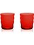 Zuma Kırmızı Cam El Yapımı 2'li Su Bardağı Seti 2