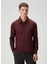 Bordo Polo Yaka Yün Sweatshirt 1