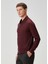 Bordo Polo Yaka Yün Sweatshirt 3