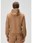 Bej Kapüşonlu Logo Nakışlı Sweatshirt 3