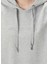 Gri Kapüşonlu Mini Sweatshirt Elbise 5