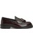 Bordo Püsküllü Kadın Deri Loafer 1