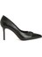 Siyah Kaz Logolu Deri Stiletto 1