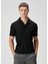 Siyah Polo Yaka Yün T-Shirt 1
