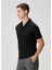 Siyah Polo Yaka Yün T-Shirt 3