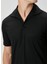 Siyah Polo Yaka Yün T-Shirt 5