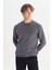 Pamuklu Regular Fit Normal Kesim Bisiklet Yaka Selanik Örgü Sweatshirt 3