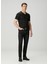 Slim Fit Wooster Siyah V Yaka Keten T-Shirt 2
