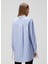 Mavi Beyaz Manşet Detaylı Organik Pamuk Gömlek 4