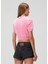 Pembe Logolu Crop T-Shirt 4