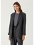 Koyu Gri Çizgili Yün Blazer 1