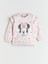 Yeni Sezon Bisiklet Yaka Minnie Mouse Baskılı Kız Bebek Sweatshirt ve Tayt 2'li 2