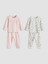Yeni Sezon Bisiklet Yaka Çiçekli Kız Bebek Pijama Takımı 2'li 1