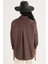 Kadın Oversize Rahat Kesim Spor Yaka Uzun Kollu Basic Düz Kahverengi Gömlek 7