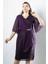 Şifon Detaylı Abiye Elbise Mürdüm MDV390 1