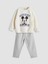 Yeni Sezon Bisiklet Yaka Mickey Mouse Baskılı Erkek Bebek Sweatshirt ve Eşofman Alt 2'li 1