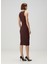 Bordo Midi Triko Elbise 4