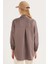Kadın Oversize Rahat Kesim Spor Yaka Uzun Kollu Basic Düz Vizon Gömlek 7