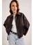 Yeni Sezon Suni Oversize Bomber Deri Ceket 1
