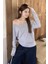 Gri Kadın Düşük Omuz Kayık Yaka Oversize Uzun Kollu T-Shirt 5