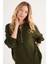 Kadın Oversize Geniş Kesim Düğmeli Yaka Yeşil Kazak 1