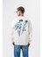 Erkek 11.11 Baskılı Bisiklet Yaka Oversize Sweatshirt Ekru 1