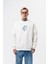 Erkek 11.11 Baskılı Bisiklet Yaka Oversize Sweatshirt Ekru 2
