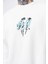 Erkek 11.11 Baskılı Bisiklet Yaka Oversize Sweatshirt Ekru 4