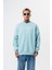 Erkek 11.11 Baskılı Bisiklet Yaka Oversize Sweatshirt Bebe Mavi 2