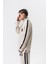 Erkek Şerit Detaylı Yarım Fermuarlı Modal Sweatshirt Ekru 3