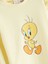 Yeni Sezon Bisiklet Yaka Tweety Baskılı Fırfırlı Kız Bebek Bluz ve Tayt 2'li 3
