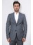 Slim Fit Mono Yaka Gri Yünlü Takım Elbise 2