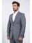 Slim Fit Mono Yaka Gri Yünlü Takım Elbise 5