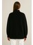Kadın Yarım Fermuarlı Triko Kazak – Selanik Örgü, Dik Yaka, Pamuklu Dokuma, Oversize Uzun Kollu Kışlık Model - Siyah 3
