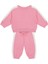 Pembe Beyaz Kontrastlı Sweatshirt ve Pantolon Kız Bebek 2'li Set 1