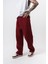 Erkek Respire Yazı Detaylı Basic Baggy Eşofman Altı Bordo 4