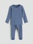 Yeni Sezon Bisiklet Yaka Uzun Kollu Çizgili Erkek Bebek Pijama Takımı 1
