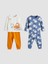 Yeni Sezon Bisiklet Yaka Erkek Bebek Pijama Takımı 2'li 1